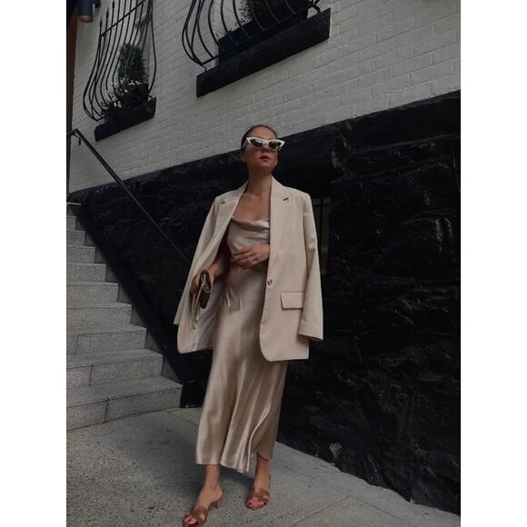 Revolve Silk Midi Dress w/Slit - Picture 1 of 5